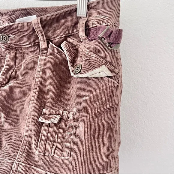 Vintage Y2K Nori Brown Corduroy Cargo Mini Skirt Sz 9 - Picture 4 of 6